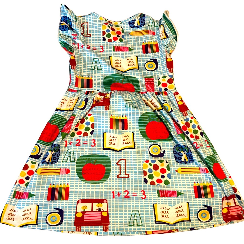 Soft school design dress size 5/6 girls ruffle sleeves - Picture 3 of 4